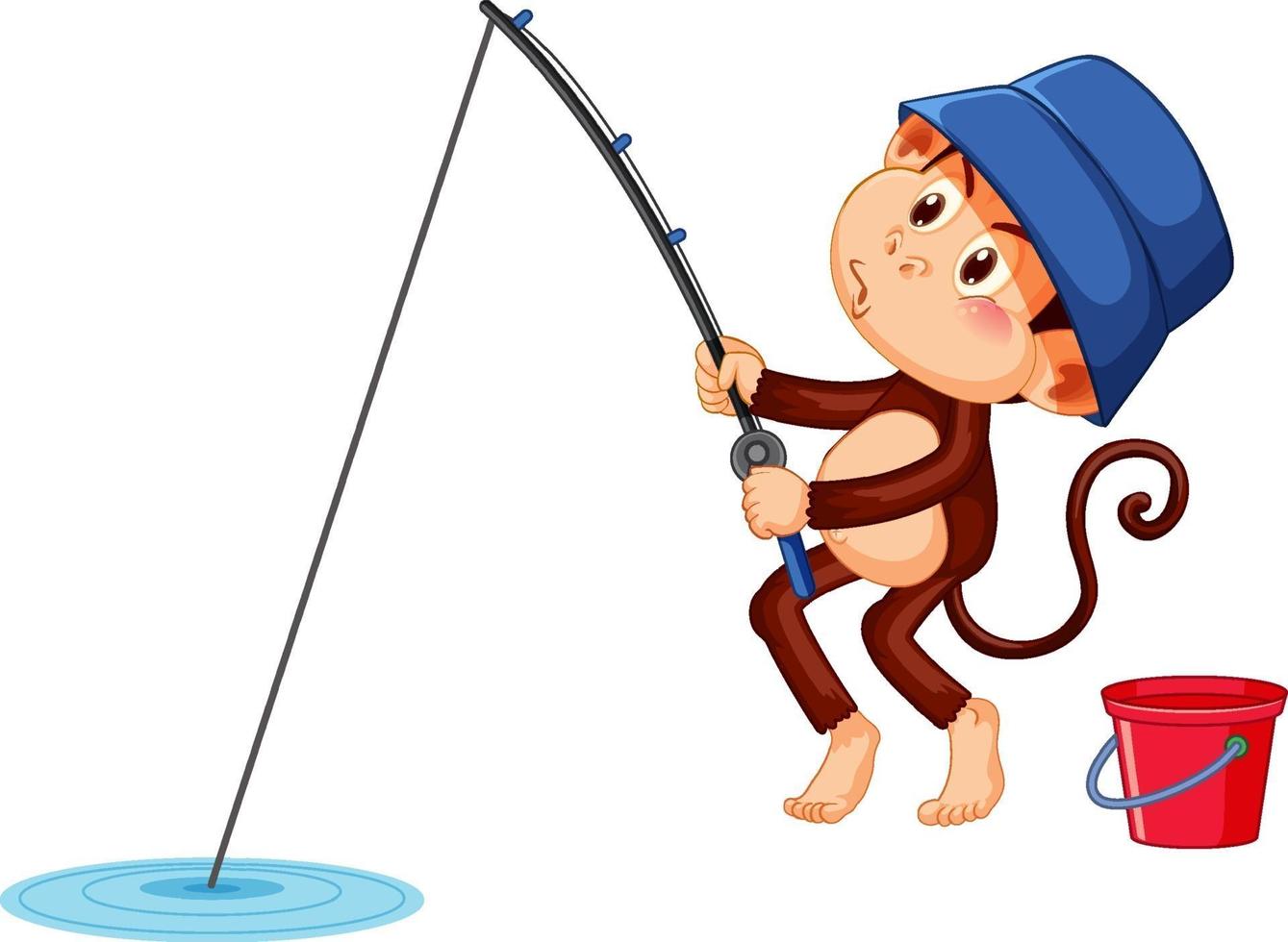 Fishing monkey cartoon character vector