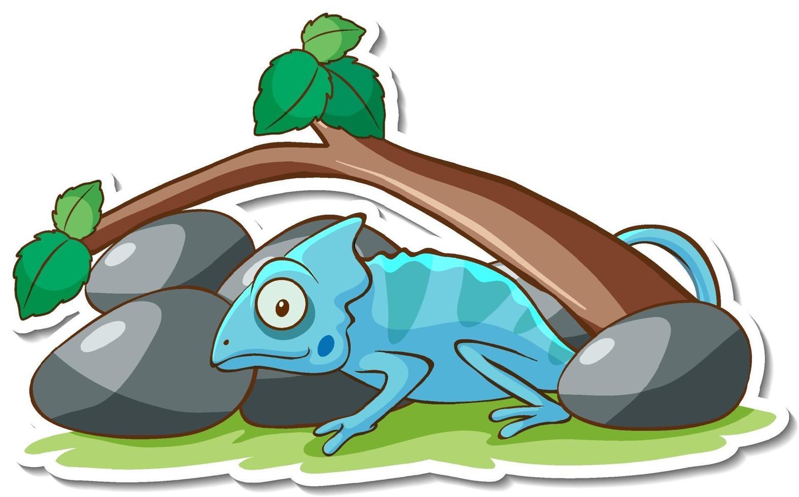 Sticker design with Chameleon Lizard isolated vector