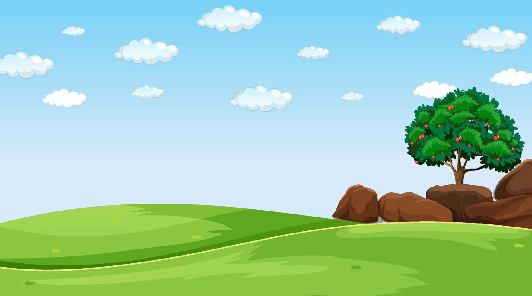 Blank meadow landscape scene at daytime vector