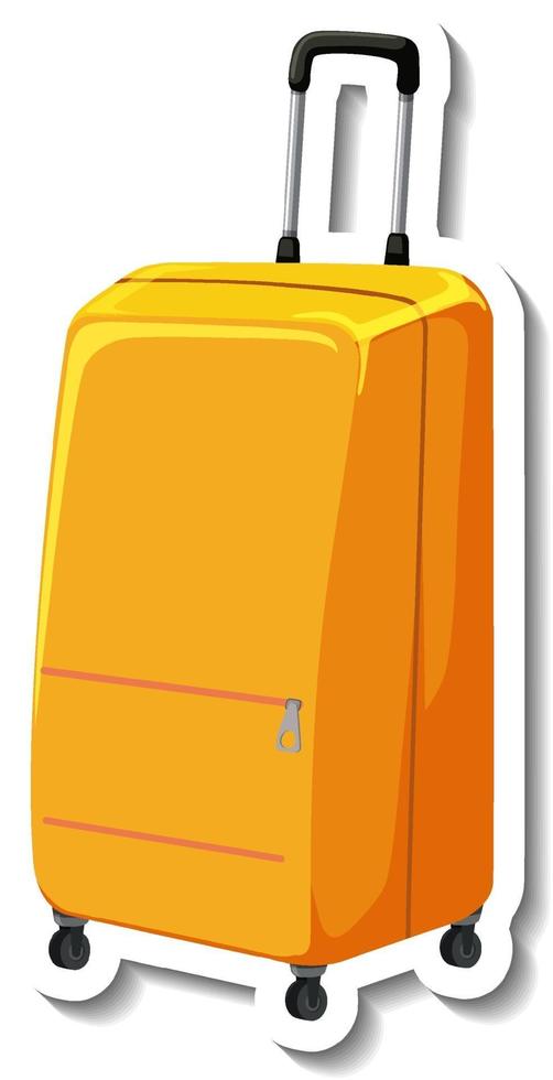 Travel plastic suitcase with wheel cartoon sticker vector