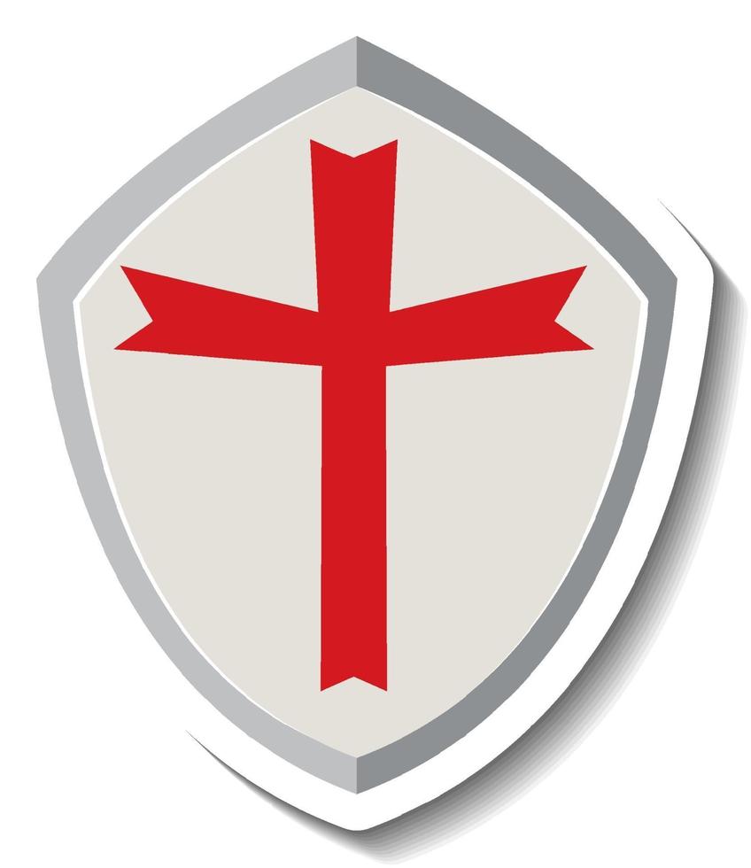 Knight shield cartoon sticker vector