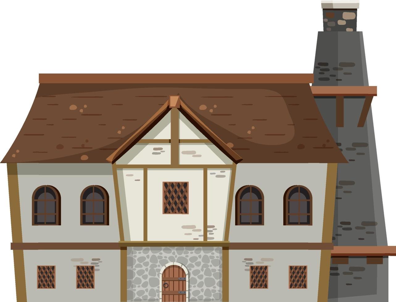 Antigua casa solariega medieval sobre fondo blanco. vector