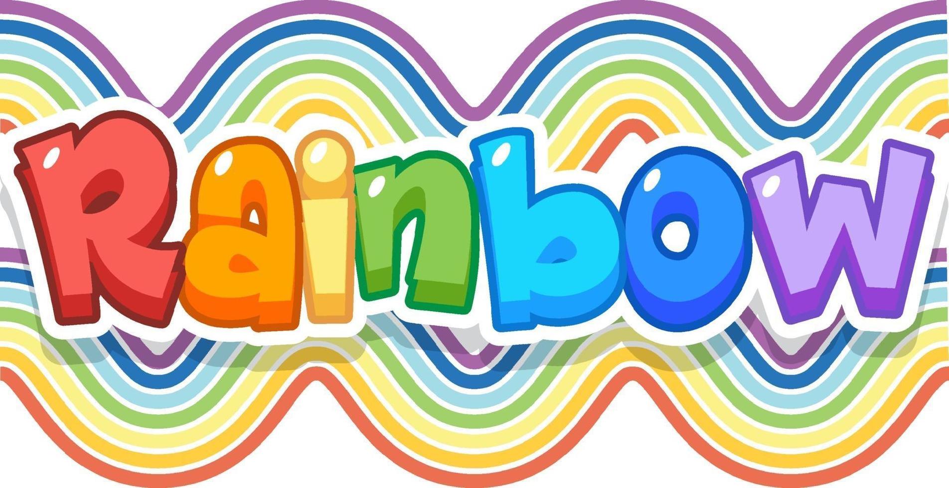 logotipo de la palabra del arco iris en el fondo de la onda del arco iris vector