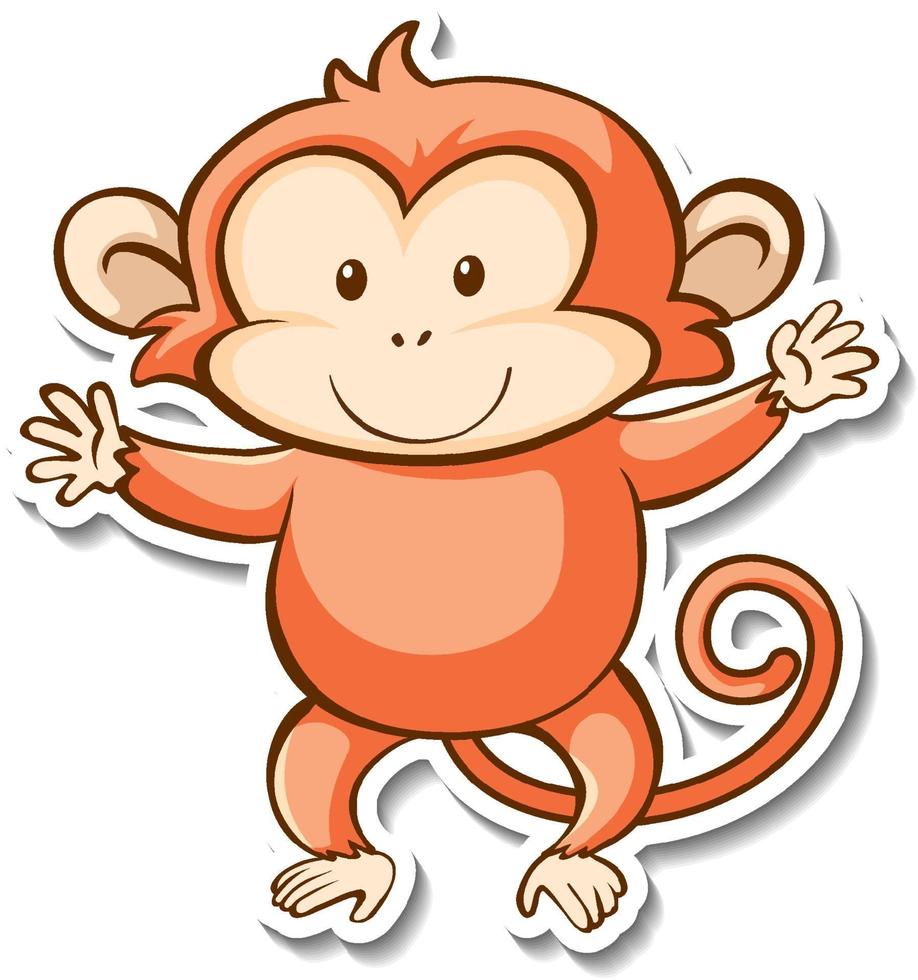 Sticker design with cute monkey isolated vector
