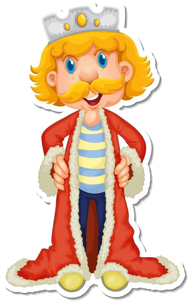 King with red robe cartoon character sticker vector