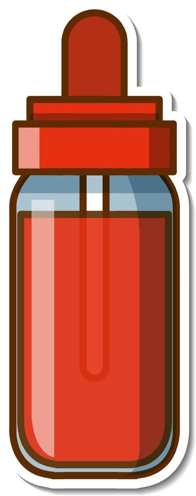 Sticker red ink bottle on white background vector