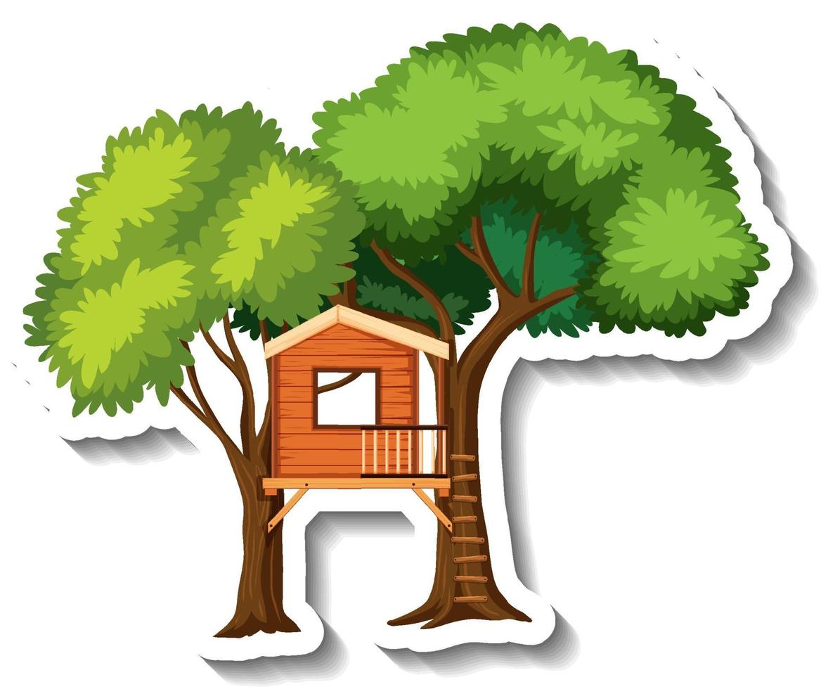 Isolated tree house with wooden ladder vector