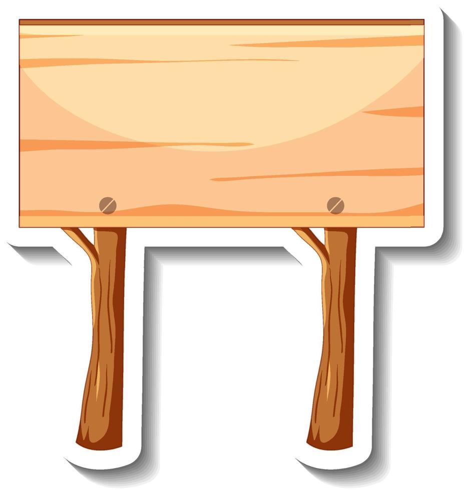 A sticker template with empty wooden sign isolated vector