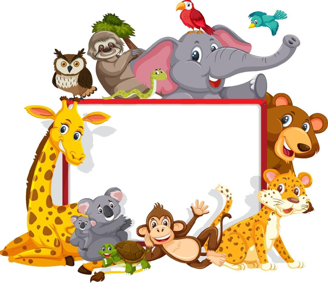 Empty banner with various wild animals vector