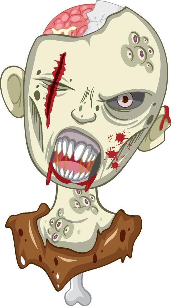 Cara de zombie espeluznante sobre fondo blanco. vector