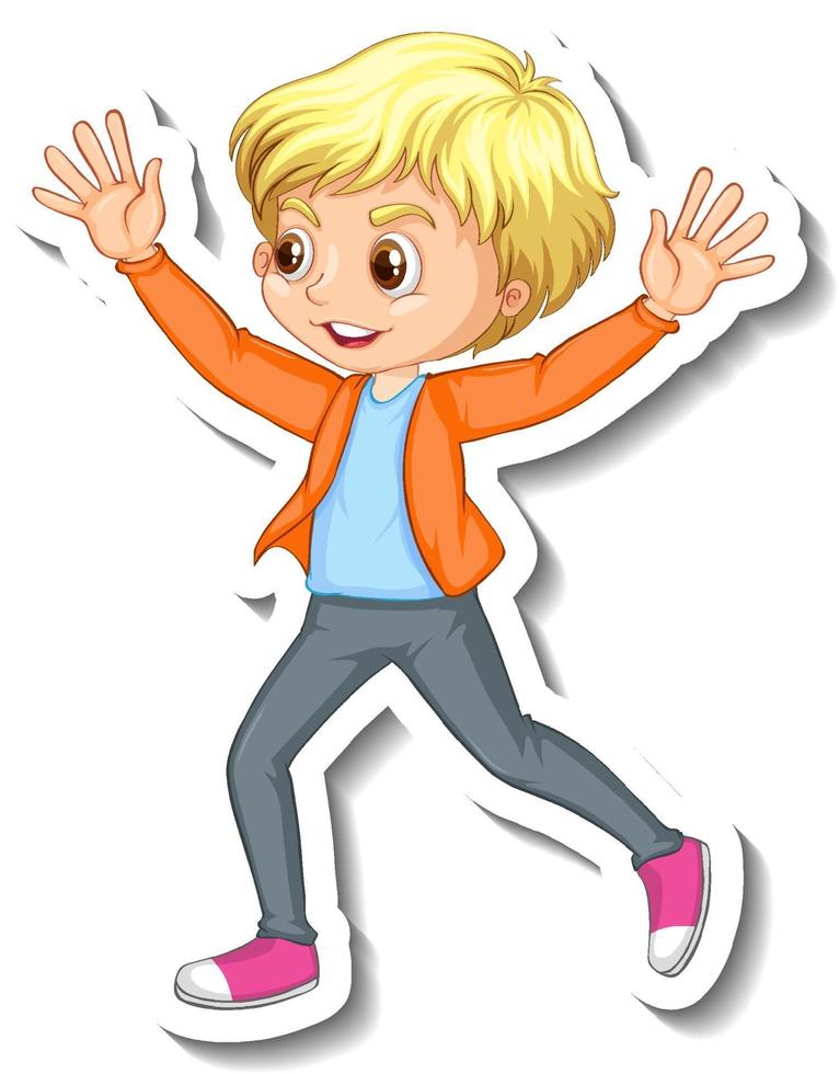 Sticker design with character of a happy boy vector