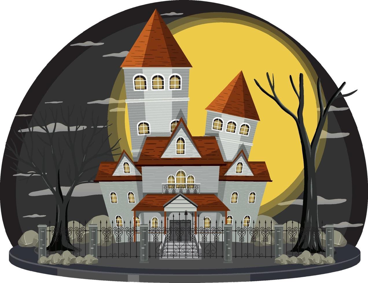 Haunted house at night scene vector