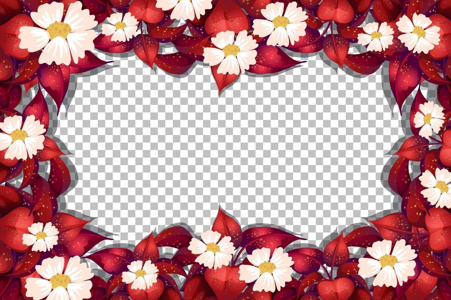 Red leaves with flowers frame vector