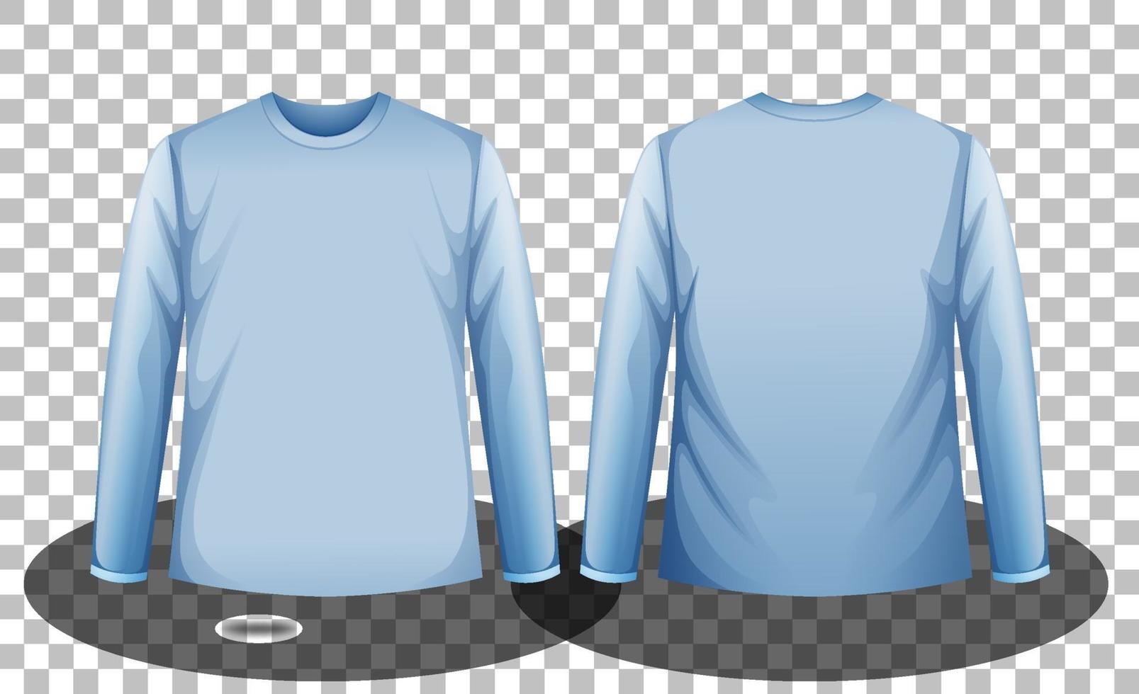 Front and back of blue long sleeves t-shirt vector