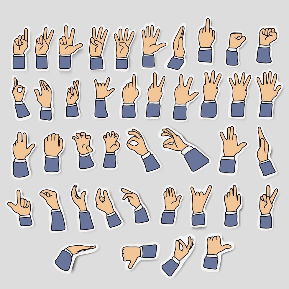 icon sets of businessman hand with gesture signs vector