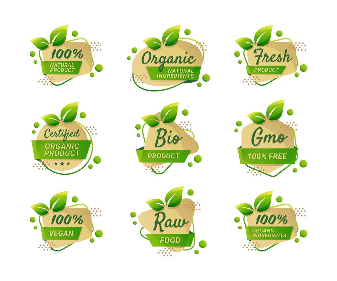 Organic Food Label Bio Natural Product Collection vector