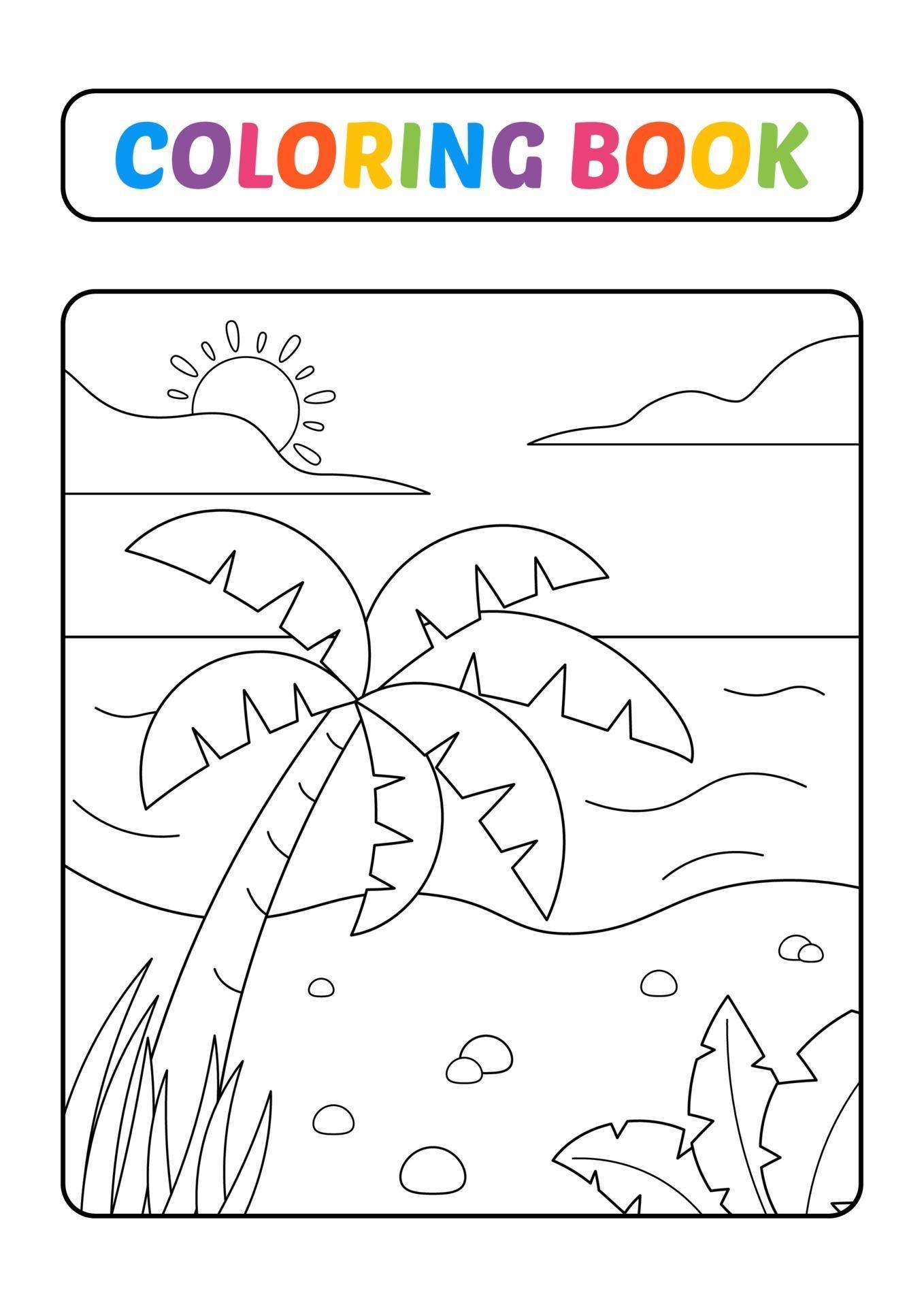 Coloring book for kids, beach vector 3189125 Vector Art at ...