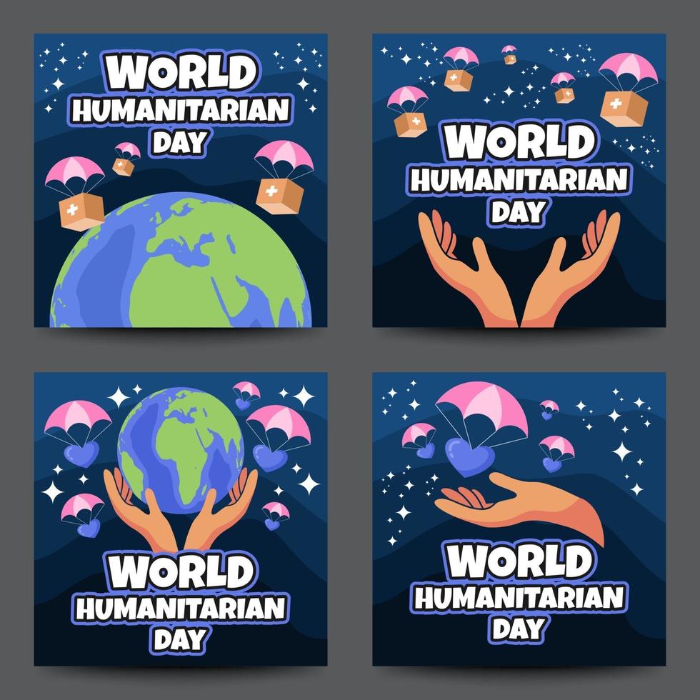 World Humanitarian Day Card Set vector