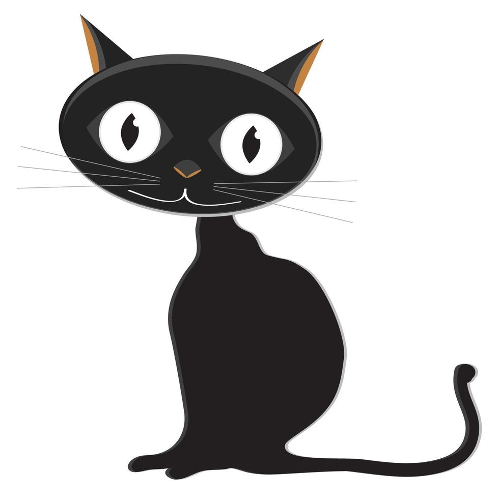 Cute black cat smiling isolated on white background vector