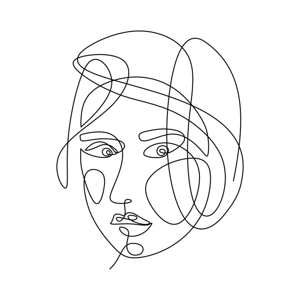 Abstract poster with minimal woman face Abstract Woman face one line vector