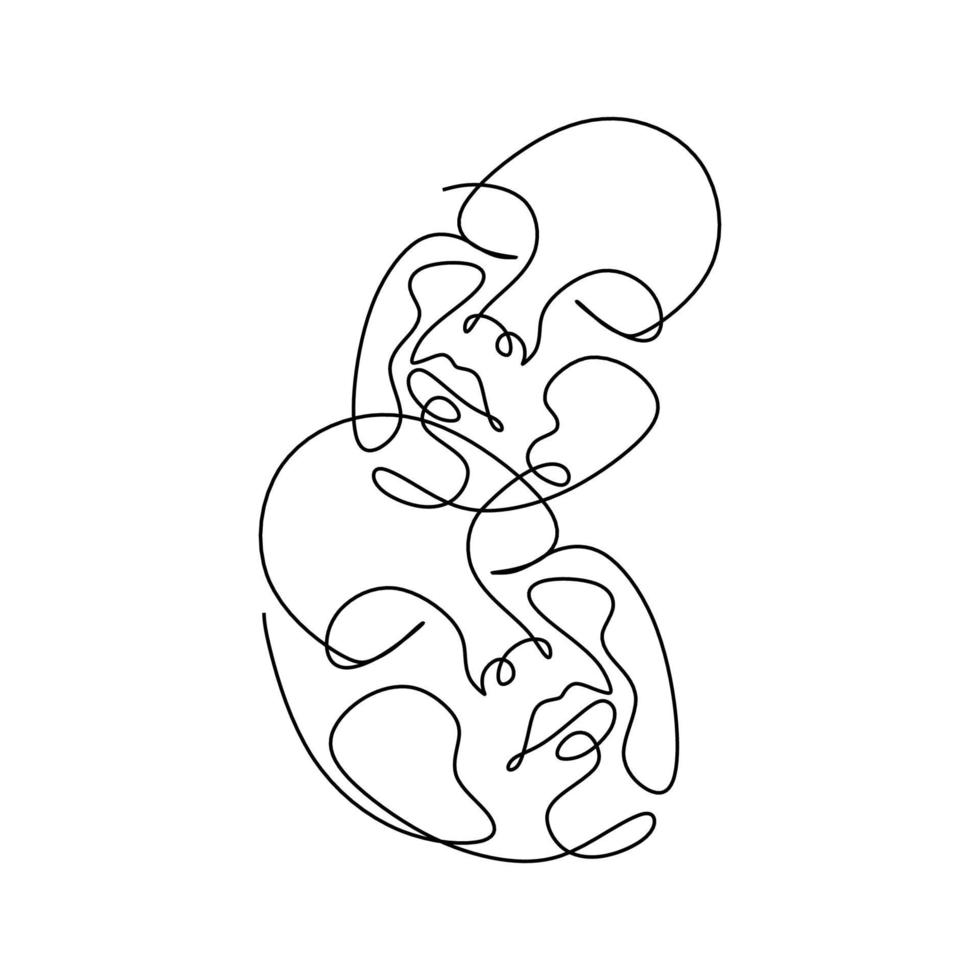 Continuous line drawing of set face masks and fashion concept vector