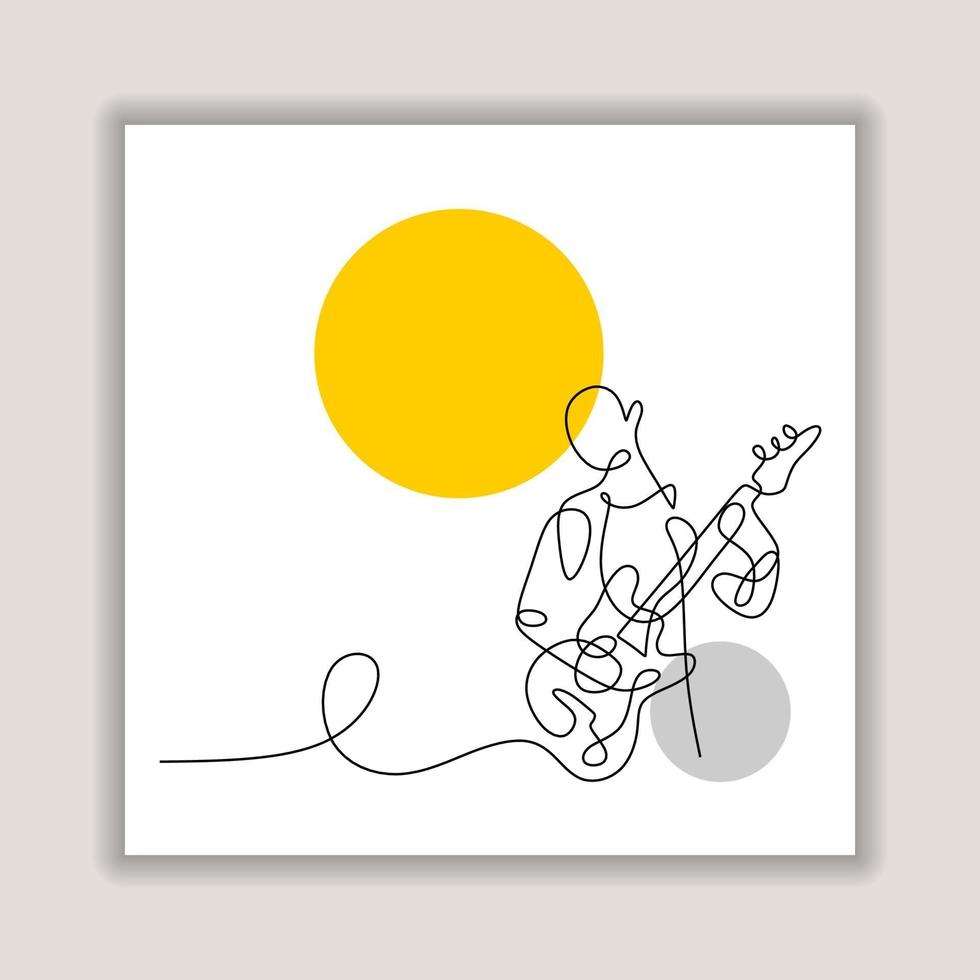 guitar player minimalist a man playing electric guitar vector