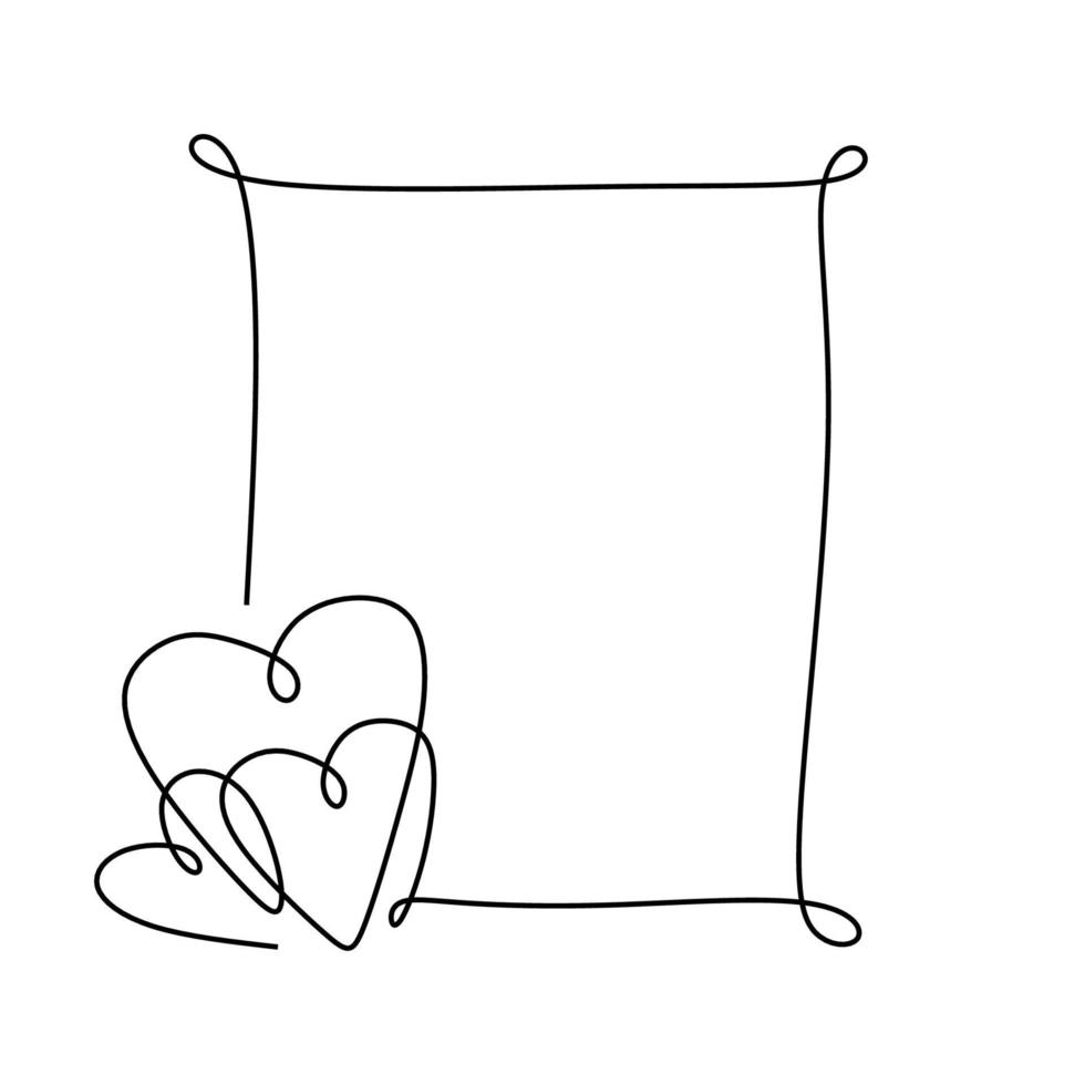 marco de borde con dibujo de línea de corazón vector