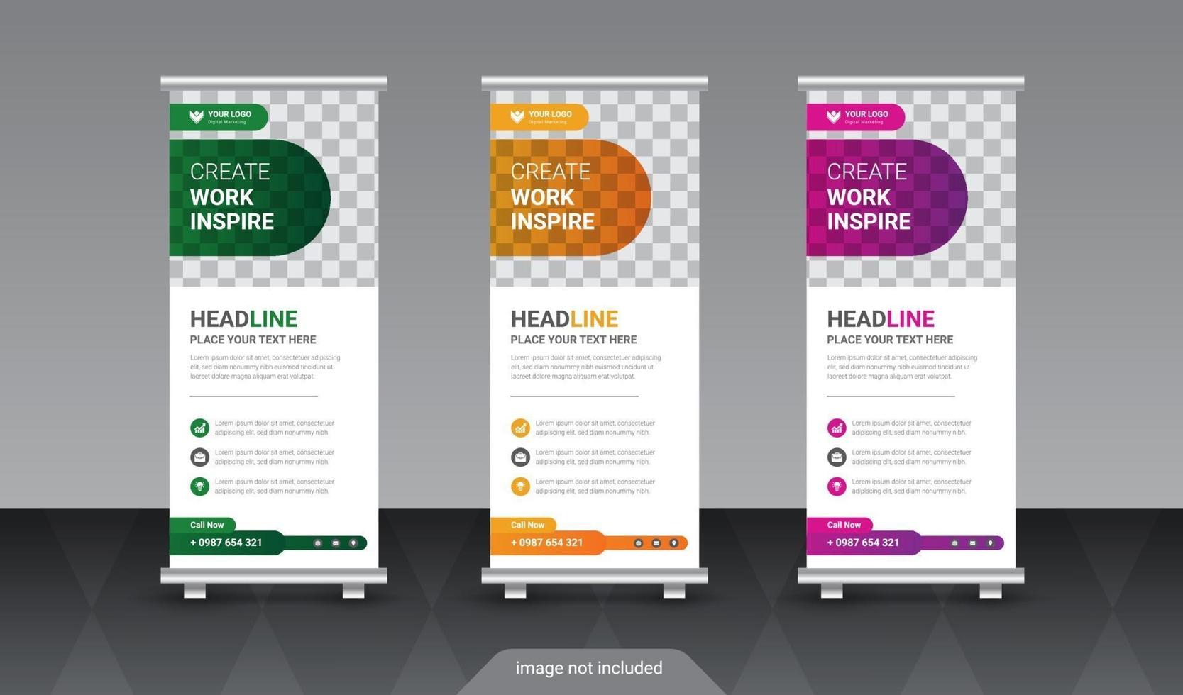 Corporate business roll up banner template with abstract design vector