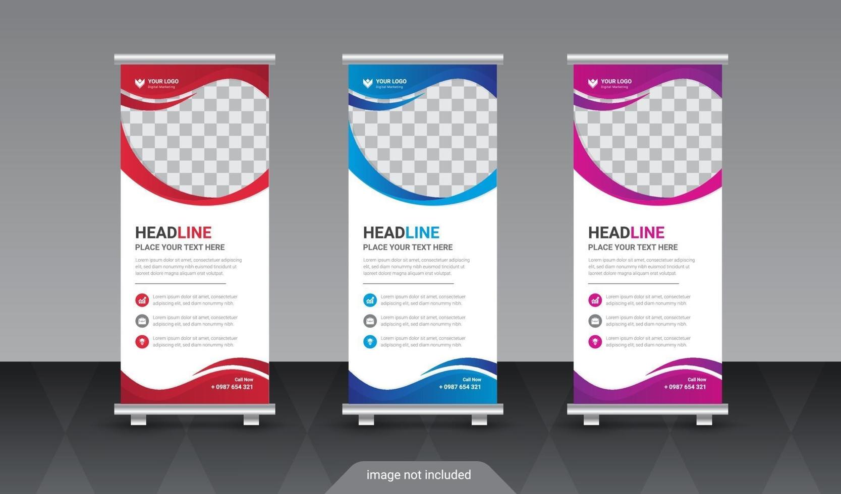 Corporate business roll up banner template with abstract design vector