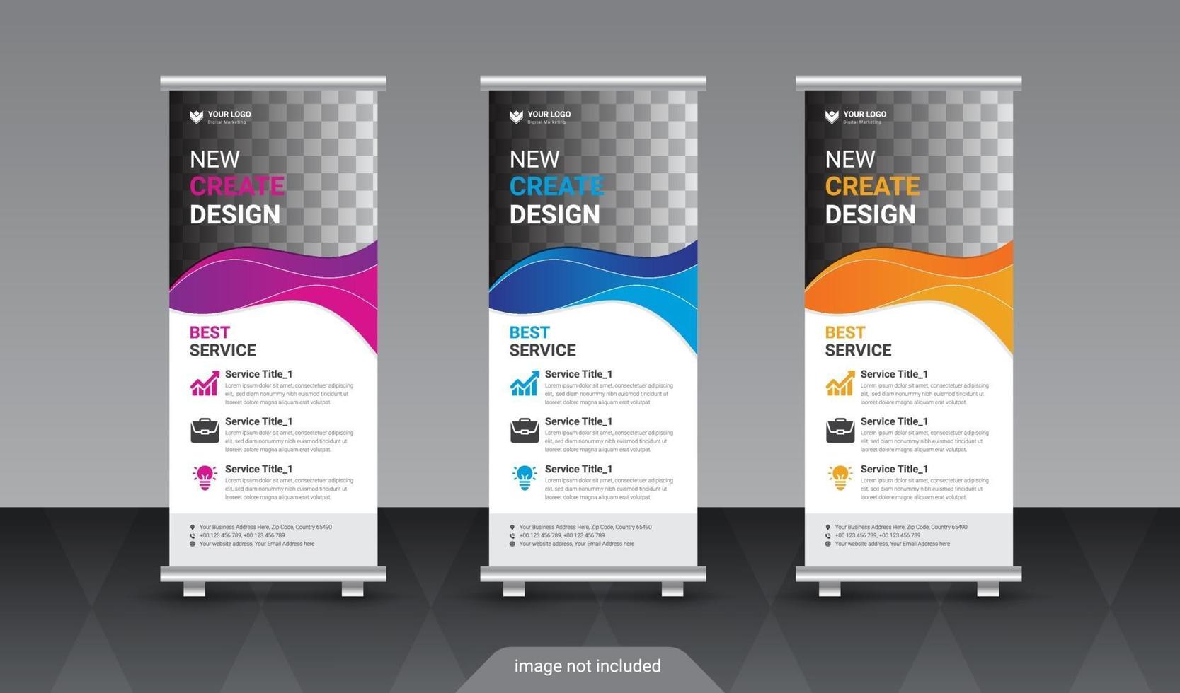 Creative roll up banner design template vector