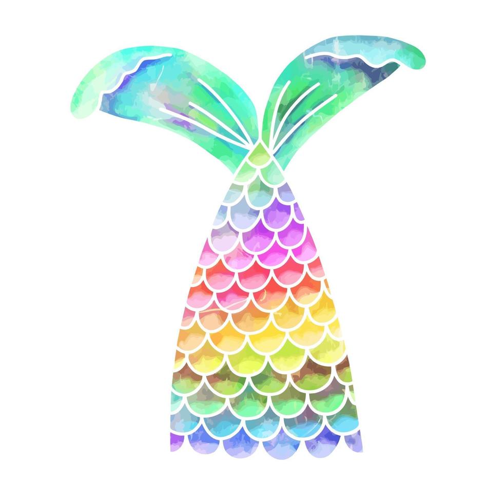 Watercolor Mermaid Fish Tail vector