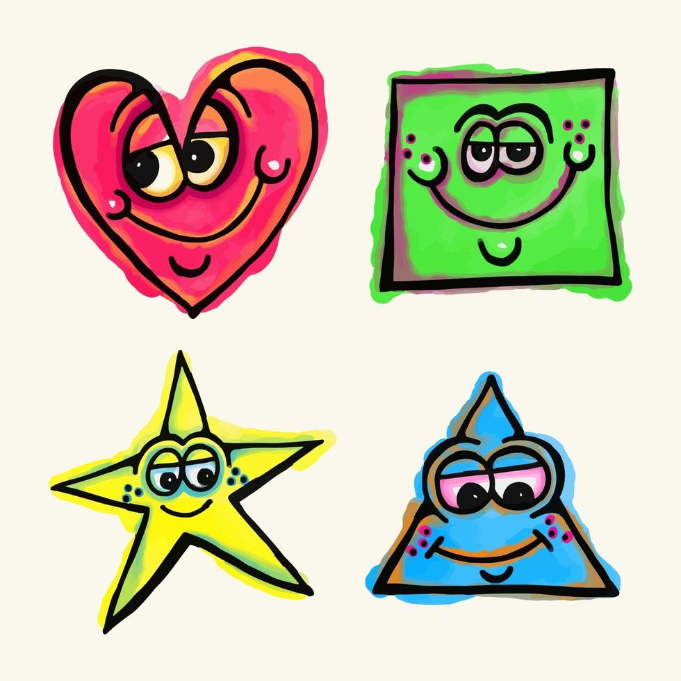 Watercolor Cartoon Doodle Shapes vector