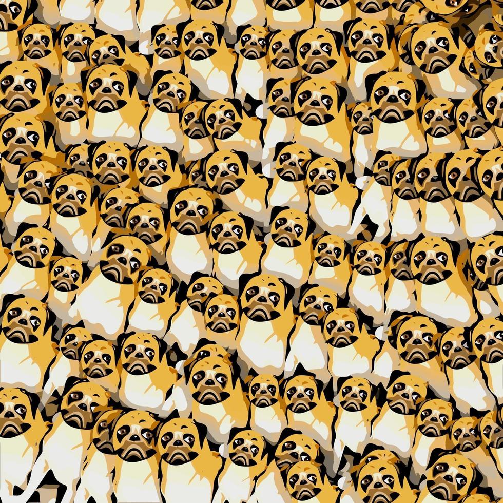 Pug Dog Mania Surface Pattern vector