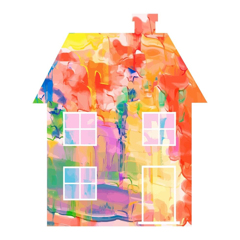 Dripping Watercolor House Facade vector