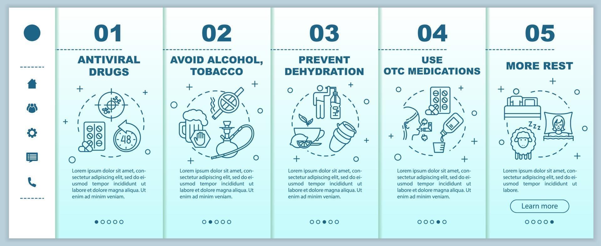 Influenza virus onboarding vector template