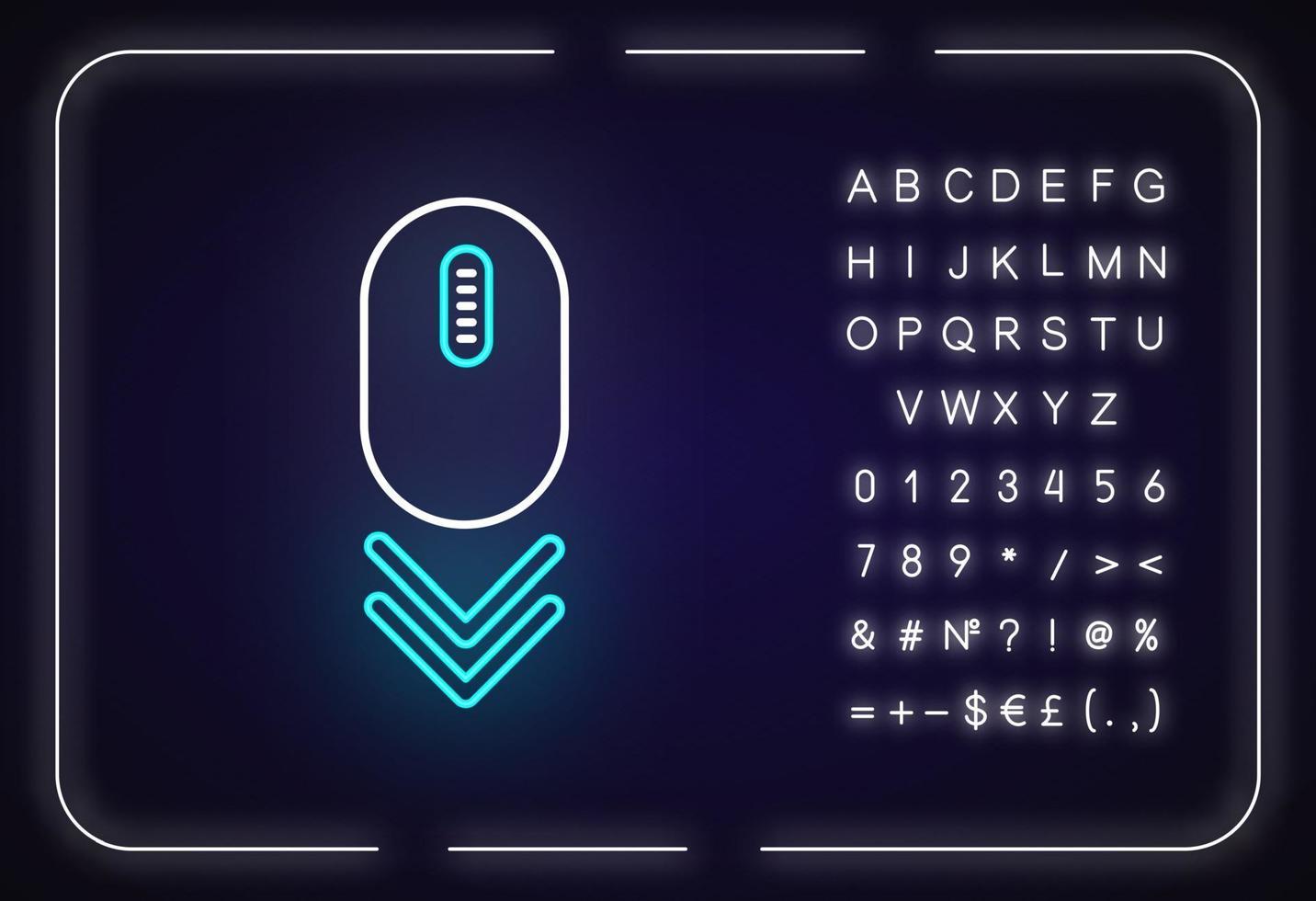 Scroll down mouse neon light icon vector