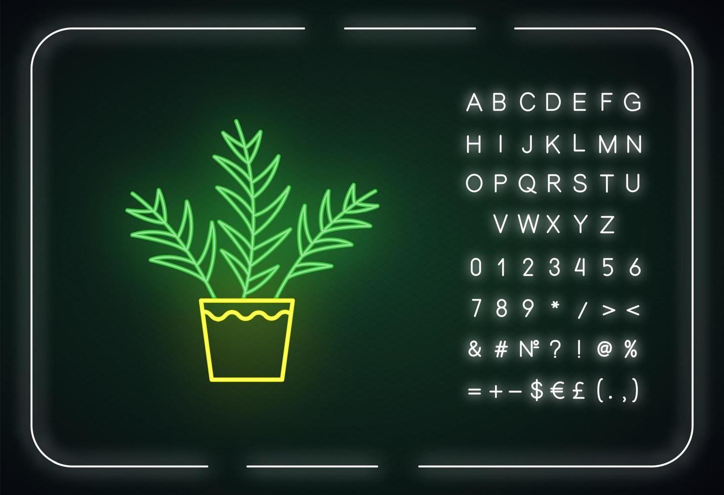 Parlor palm neon light icon vector