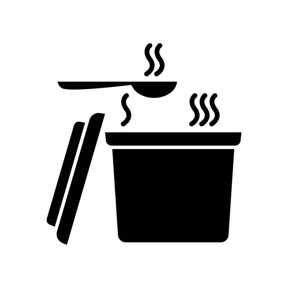 icono de glifo negro de contenedor de comida caliente para llevar vector