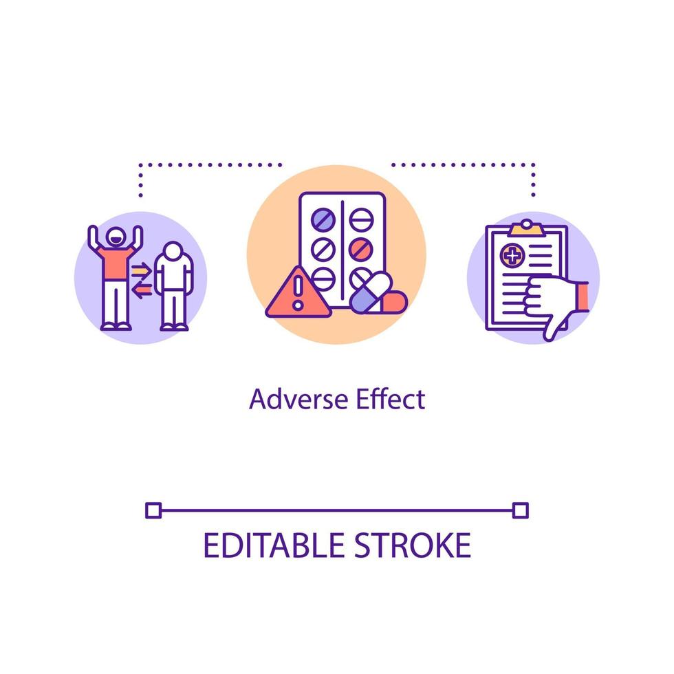 icono de concepto de efecto adverso vector