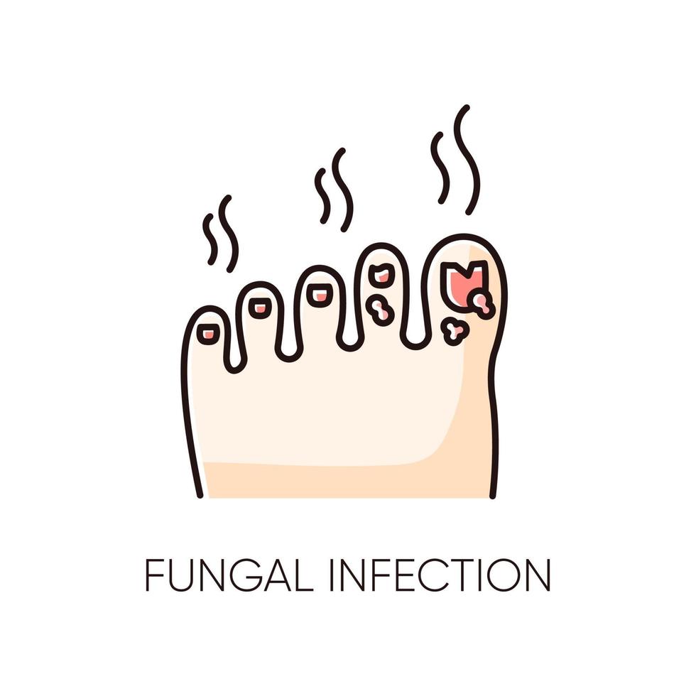 icono de color rgb de infección por hongos vector