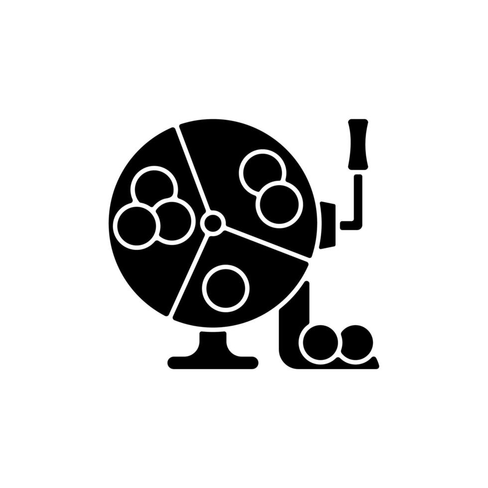 Ball draw machine black glyph icon vector