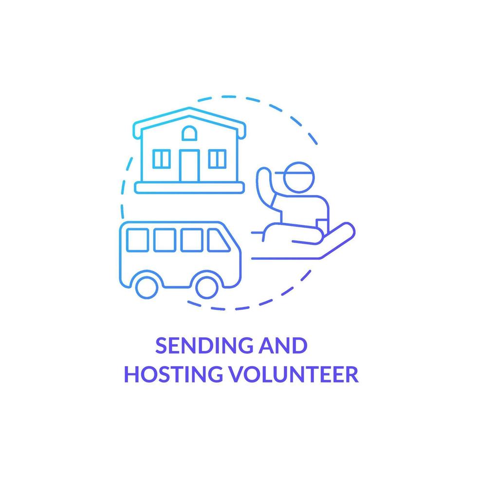 Sending and hosting volunteer organisations concept icon. vector