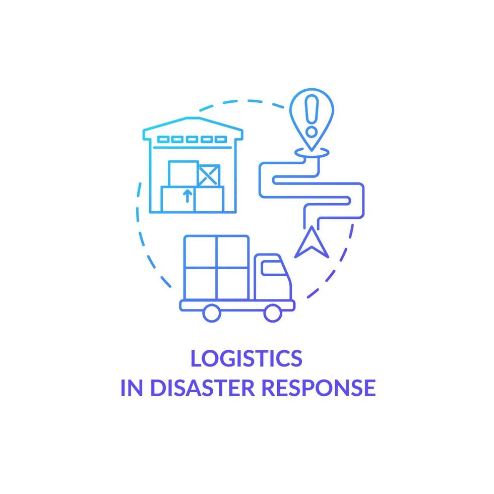 Logistics in disaster response concept icon. vector