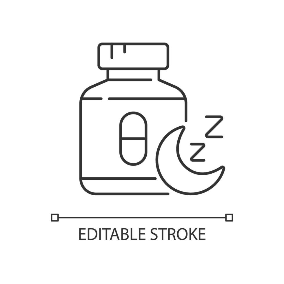 Pills for insomnia linear icon vector