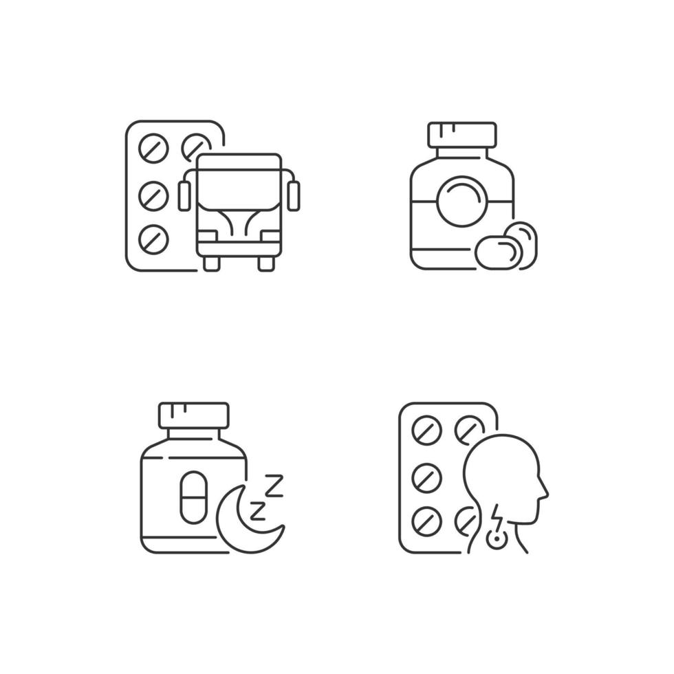 Maintaining life quality linear icons set vector