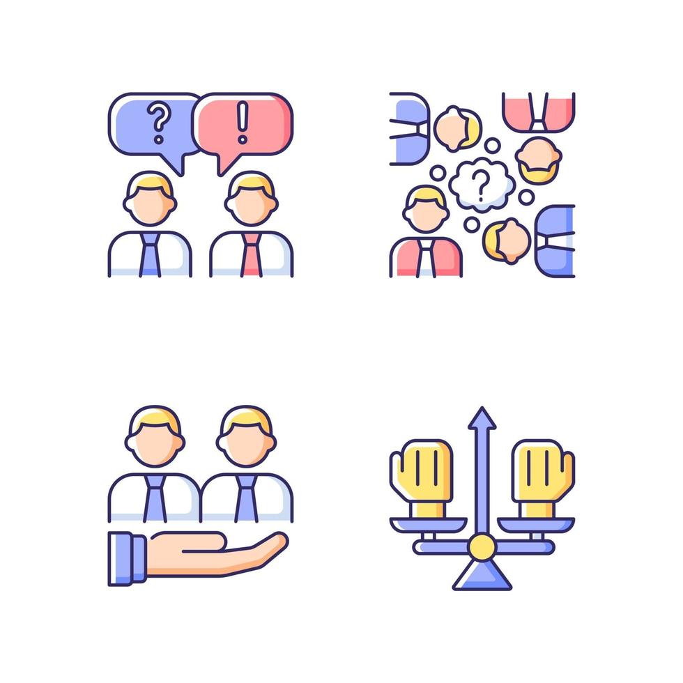 Collective work RGB color icons set vector