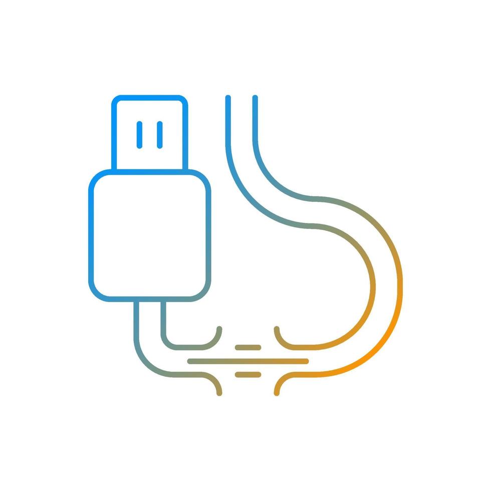 icono de vector lineal degradado de cable roto