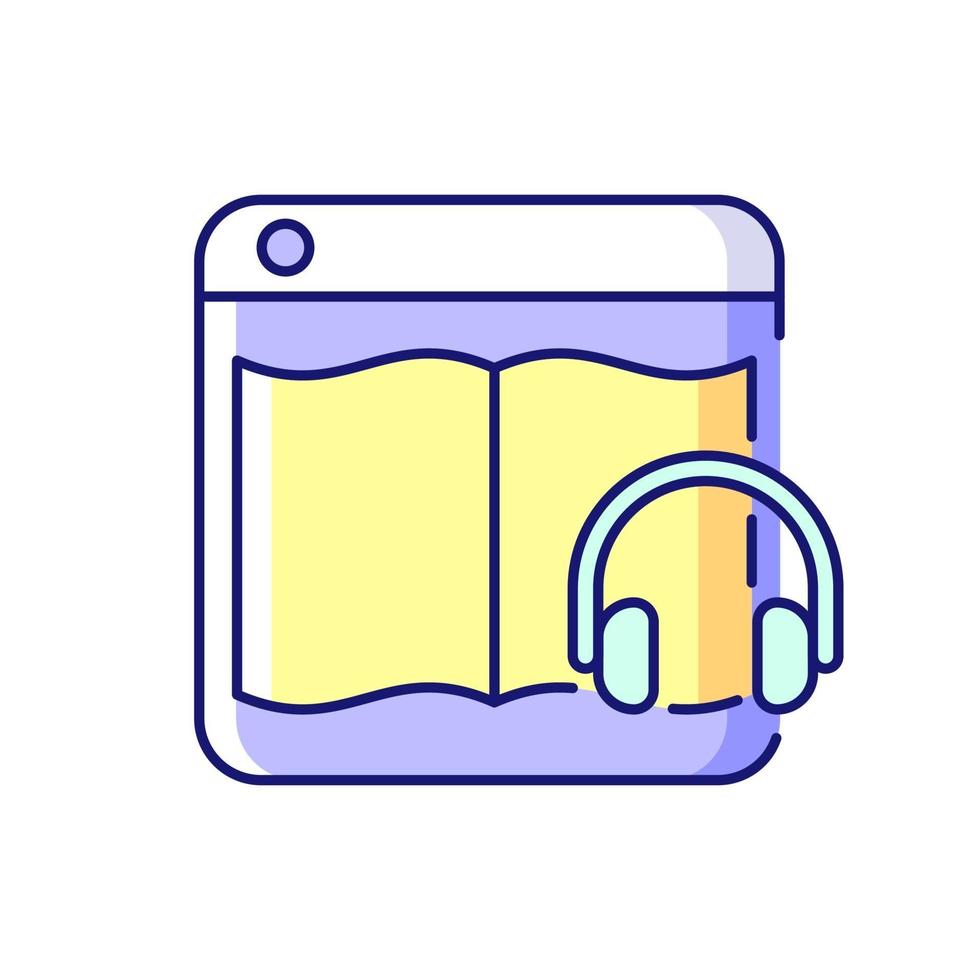 audiolibro plataformas en línea icono de color rgb vector