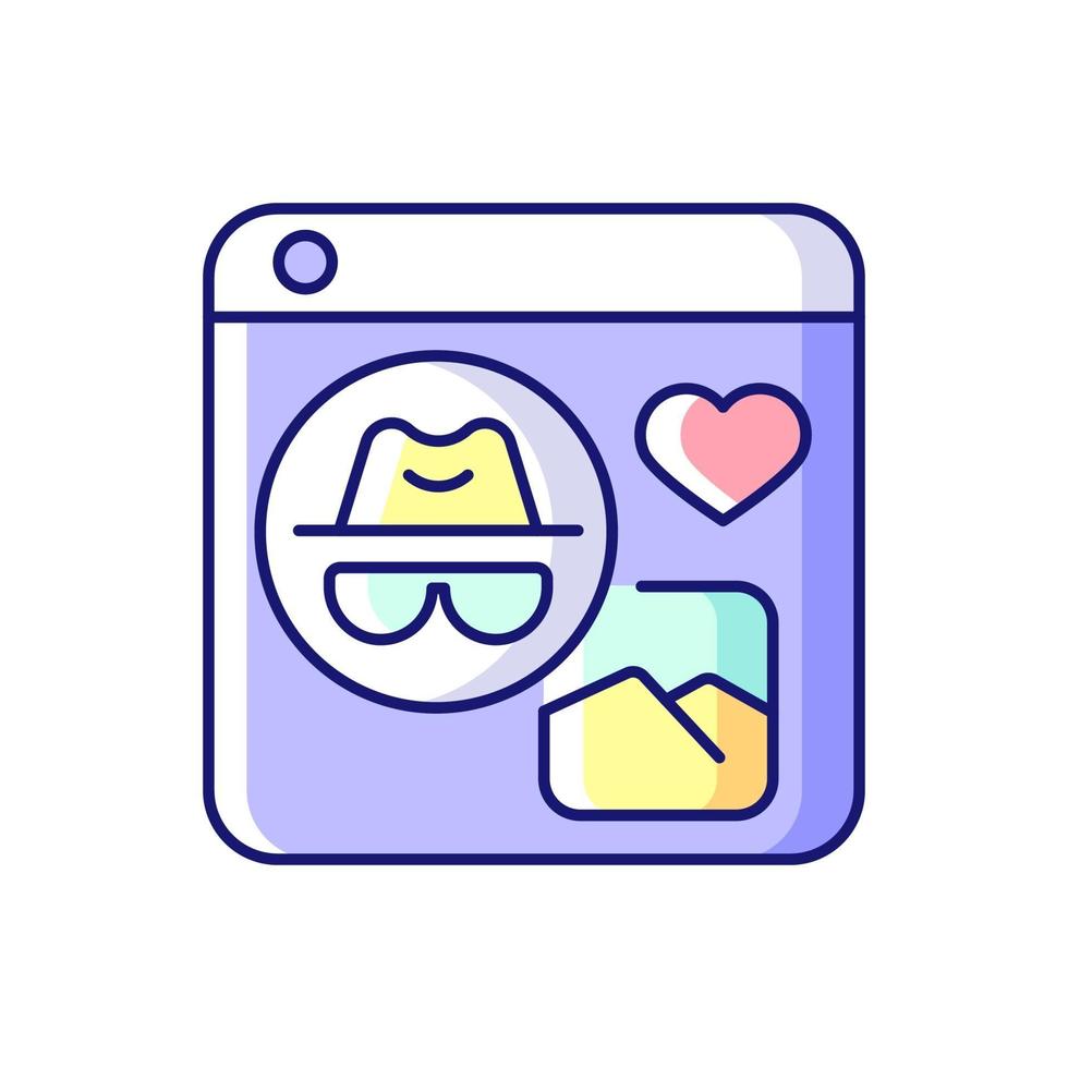 Anonymous social media RGB color icon vector