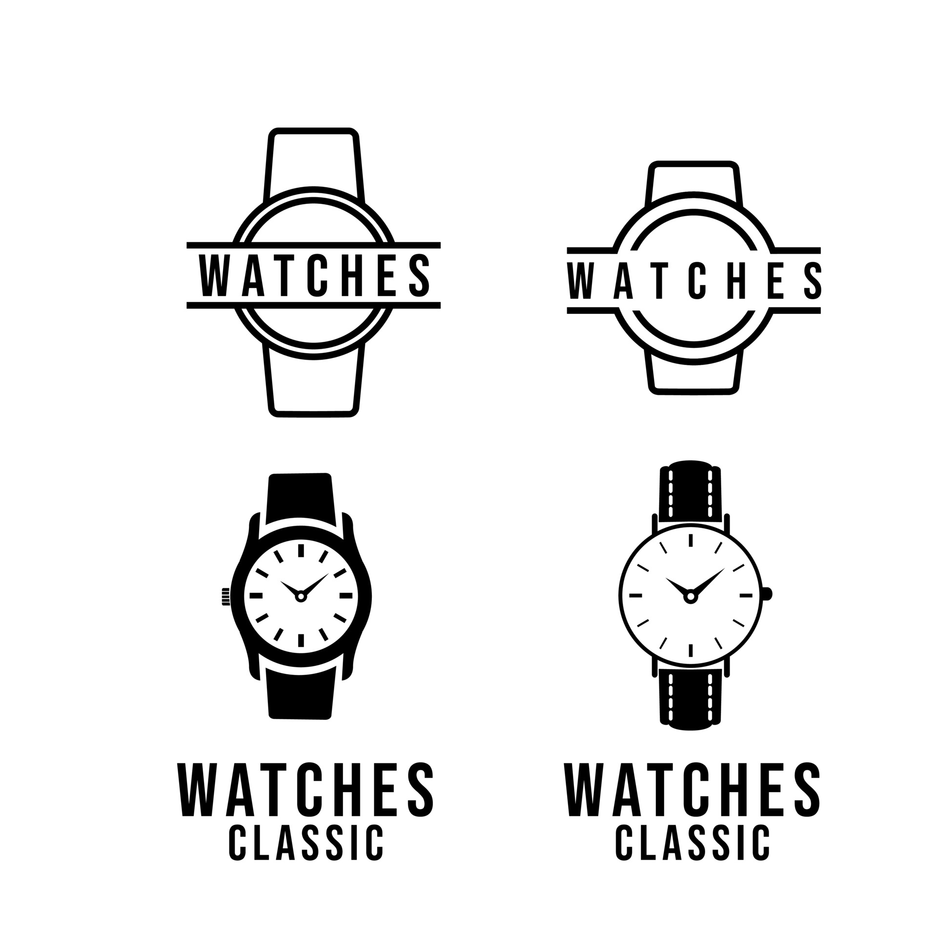 Establecer colección reloj diseño de icono de logotipo de lujo vintage